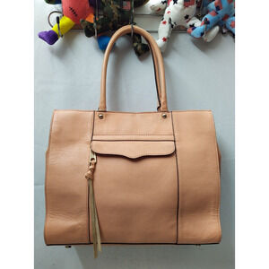 Rebecca Minkoff MAP Salmon Pink Leather Double Handle Pocket Tote Bag